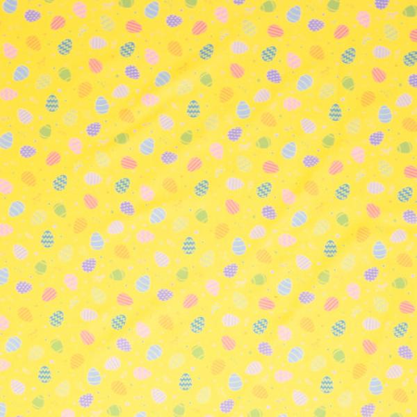 Bauwoll Druck Bunte Eier auf Gelb von Happy Easter by Swafing 